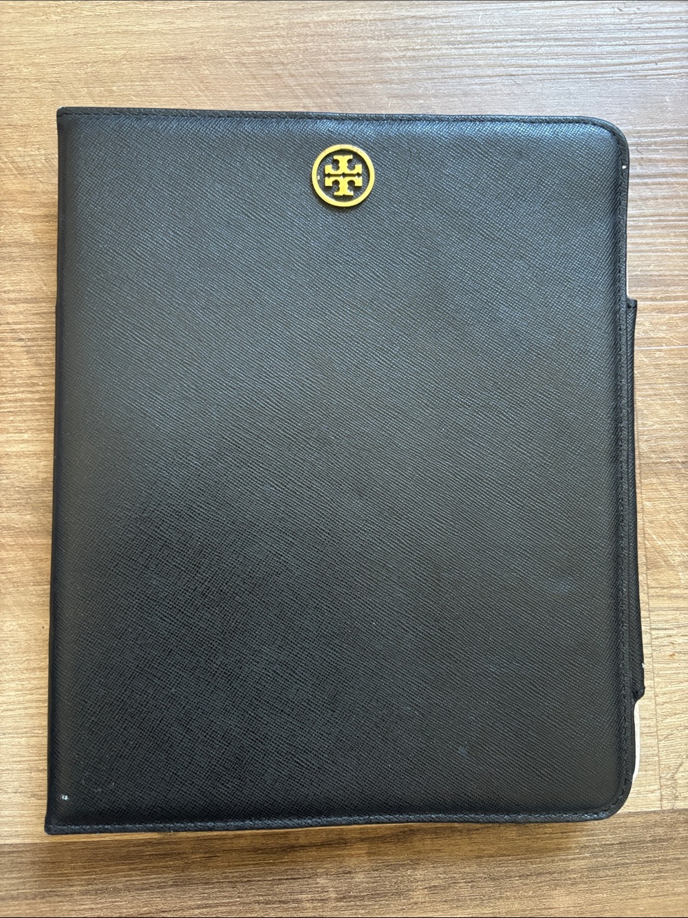 Tory Burch Black Tablet Folio with Gold Emblem